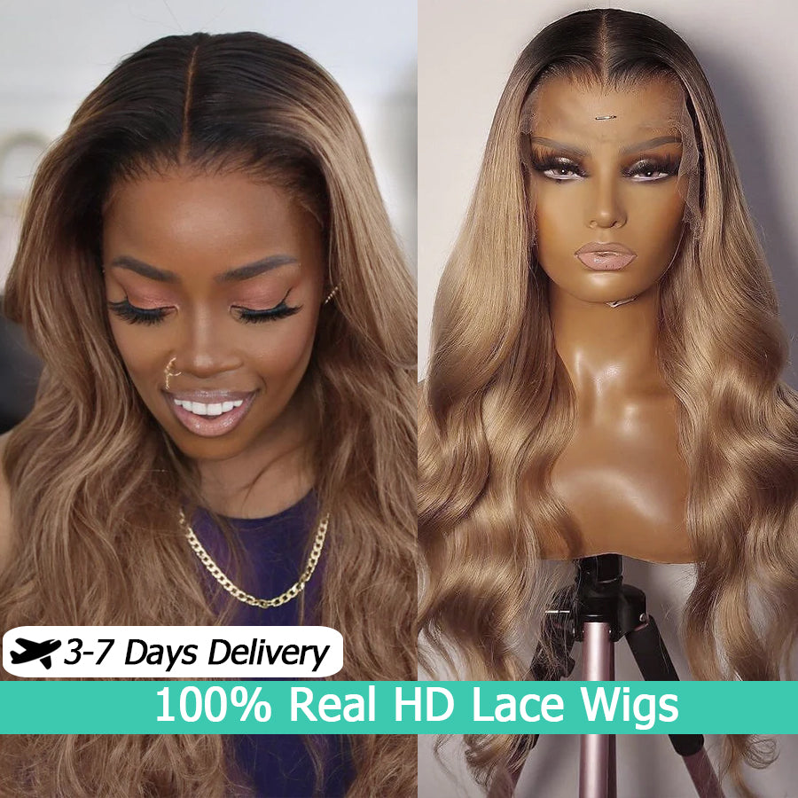 Ombre Ash Blonde 13x6 HD Lace Frontal Wig Body Wave