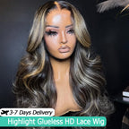 Honey Blonde Highlight 5X5 6x6 HD Lace Closure Wig Wear to Go Glueless Body Wave