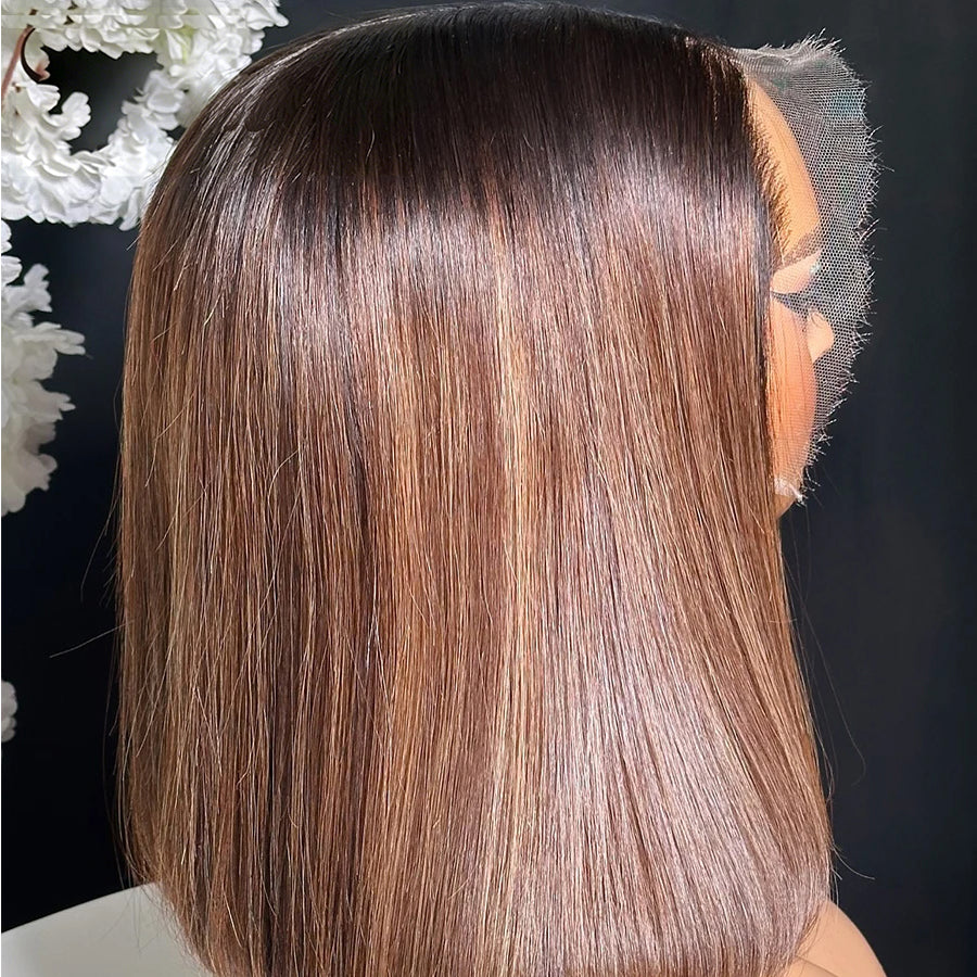 Straight Bob Lace Front Wig Ombre Brown | HD Lace 5x5 13x4 13x6 | Glueless Wear & G0