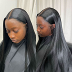 Jet Black 13X6 Skinmelt HD Lace Full Frontal Wig Straight Clean Hairline
