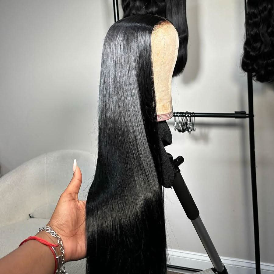 Jet Black 13X6 Skinmelt HD Lace Full Frontal Wig Straight Clean Hairline