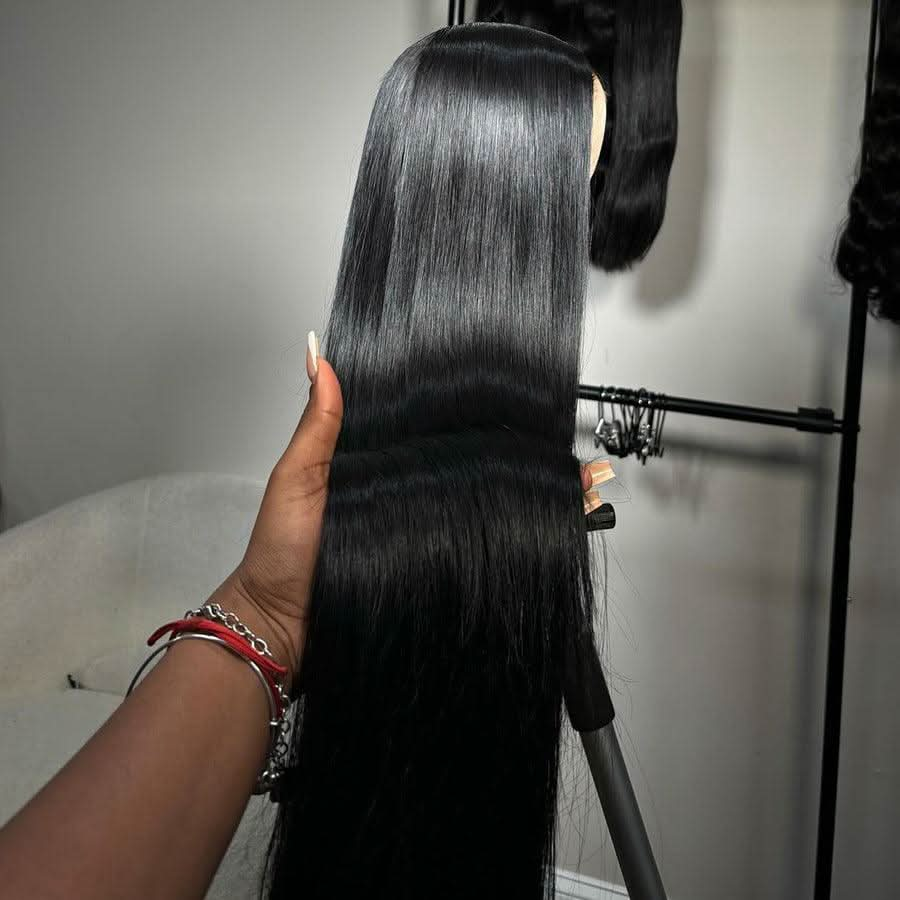 Jet Black 13X6 Skinmelt HD Lace Full Frontal Wig Straight Clean Hairline