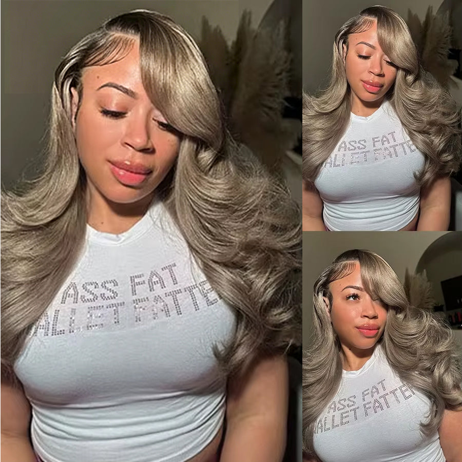 Ombre Ash Blonde Body Wave Lace Closure Wig | 5x5 6x6 HD Lace Glueless Wear & Go