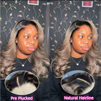 Ombre Ash Blonde Body Wave Lace Closure Wig | 5x5 6x6 HD Lace Glueless Wear & Go