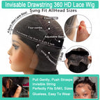 Glueless Invisible Strap 360 HD Lace Wig Straight Hair | Pre-Plucked Clean Hairline