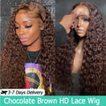 Dark Brown 13x6 HD Lace Frontal Wig Water Wave Skinmelt