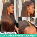 Chestnut Brown Straight HD Lace Frontal Wig | 13x4 13x6 | 180% 250%