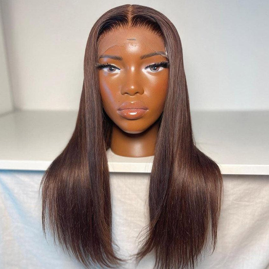 Chestnut Brown Straight HD Lace Frontal Wig | 13x4 13x6 | 180% 250%