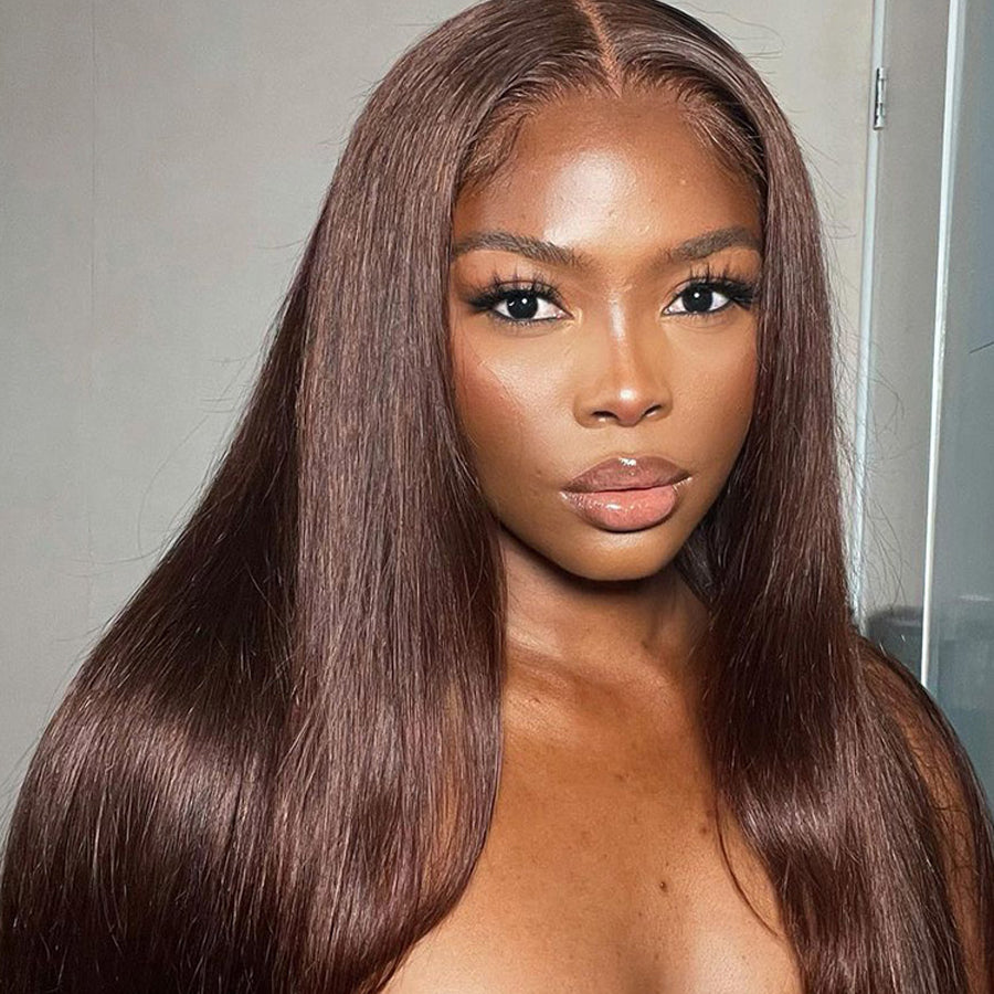 Chestnut Brown Straight HD Lace Frontal Wig | 13x4 13x6 | 180% 250%