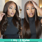 Chestnut Brown Straight HD Lace Frontal Wig | 13x4 13x6 | 180% 250%
