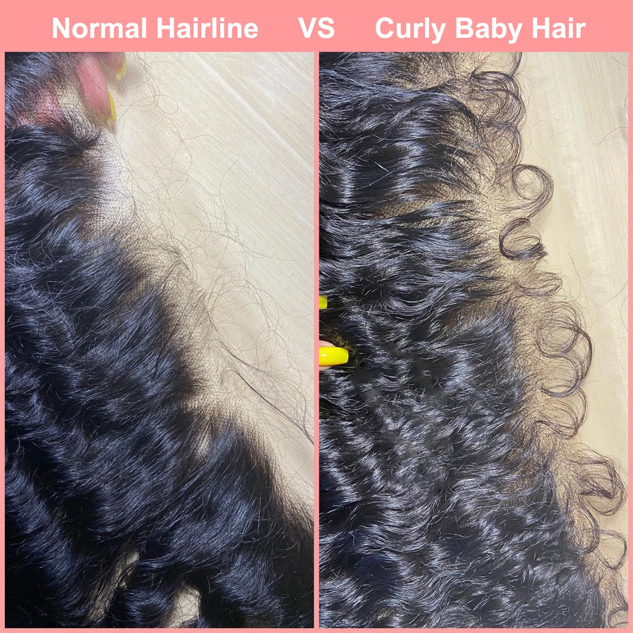 Leyouhair Curly Baby Hairline HD Lace Closure Frontal 5x5 13x4 13x6 Water Wave
