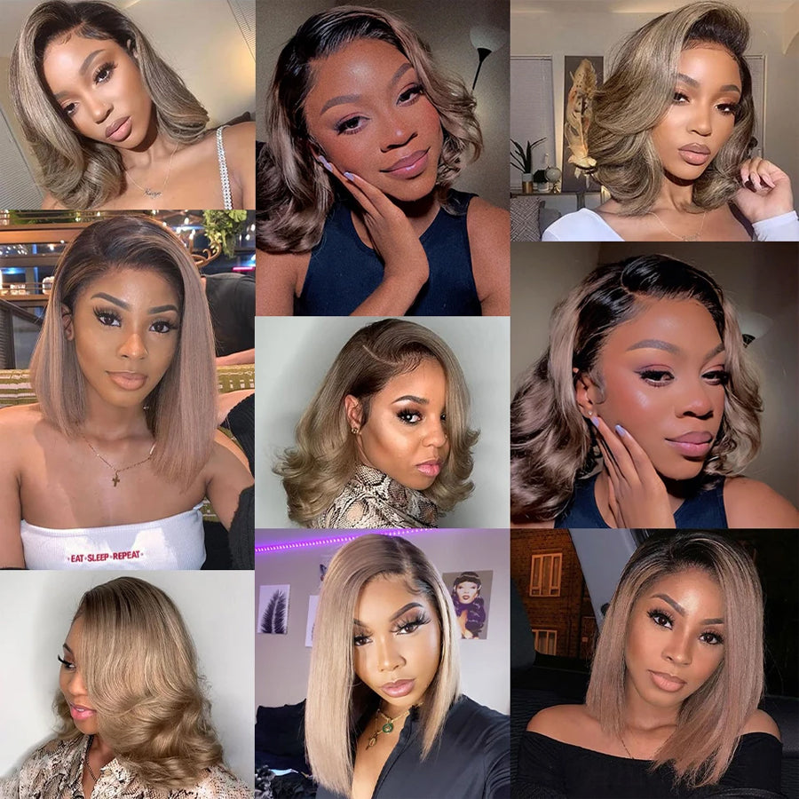 Ombre Ash Blonde Straight Bob Glueless HD Lace Wig | 5x5 13x4 13x6 | Wear & Go