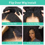 3-in-1 Flip Over Curly Half Wig | Glueless Human Hair | 180% & 250% Density