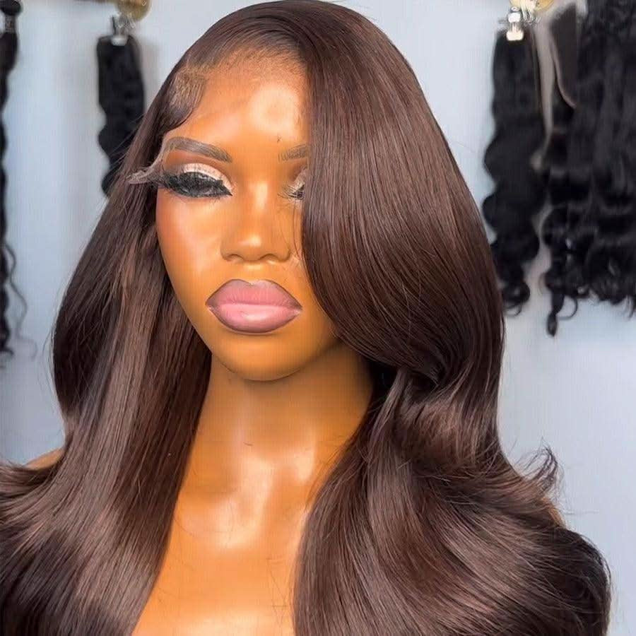 Chocolate Brown Body Wave HD Lace Closure Wig | 5x5 6x6 Glueless Wear & Go With Drawstrings