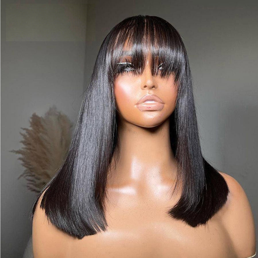 Straight Bob Wig With Bangs | Glueless HD Lace | 100% Human Hair | Leyouhair