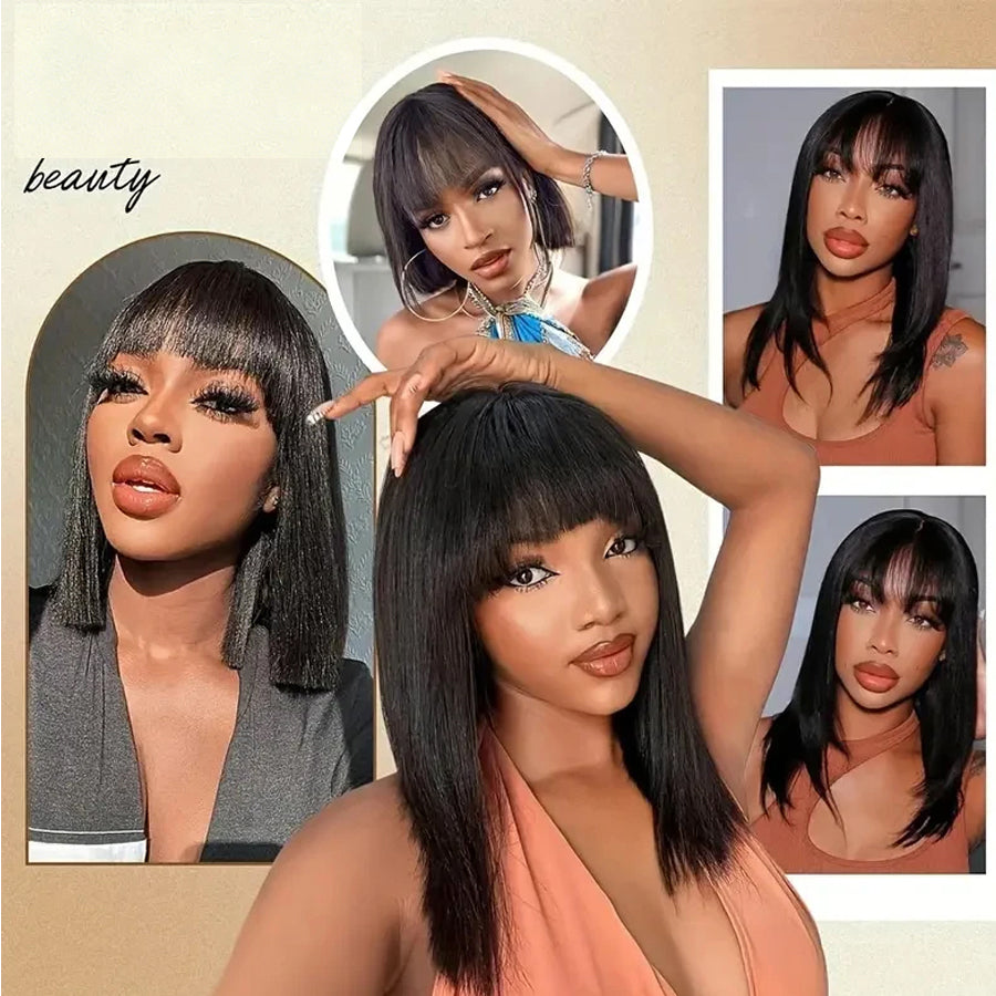 Straight Bob Wig With Bangs | Glueless HD Lace | 100% Human Hair | Leyouhair