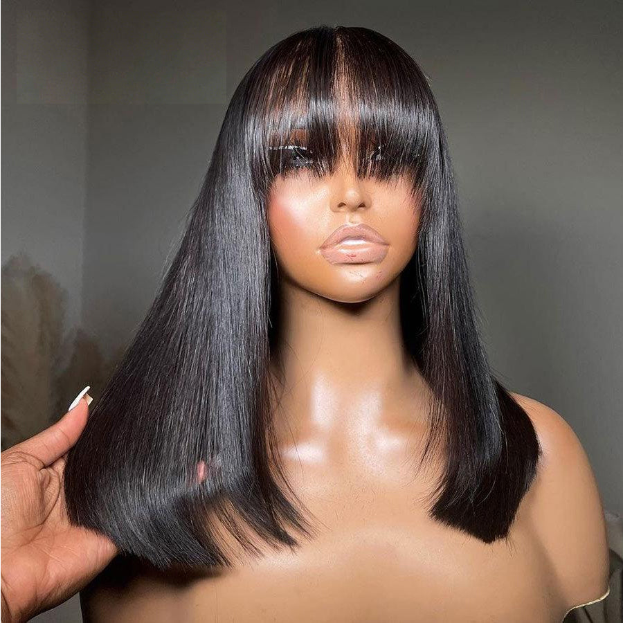 Straight Bob Wig With Bangs | Glueless HD Lace | 100% Human Hair | Leyouhair