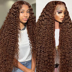 Chocolate Brown Deep Wave Wig | HD Lace Frontal 13x4 & 13x6 | 100% Human Hair