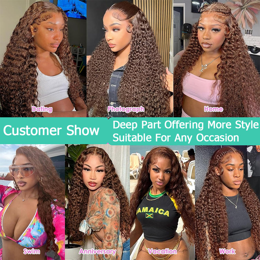 Chocolate Brown Deep Wave Wig | HD Lace Frontal 13x4 & 13x6 | 100% Human Hair