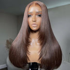 Chocolate Brown Layered Cut Wig | Glueless 5x5 6x6 HD Lace Closure Wig | Wear & Go Human Hair
