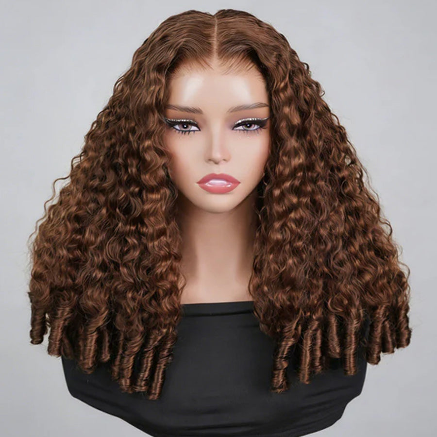 Chocolate Brown Burmese Curly Wig | HD Lace Frontal 13x4 & 13x6 | 100% Human Hair