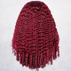 Burgundy Burmese Curly Half Wig | Flip Over Human Hair  Glueless