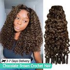 #4 Chocolate Brown Reusable Burmese Curly Knotless Crochet Human Hair For Black Women Miracle Knots