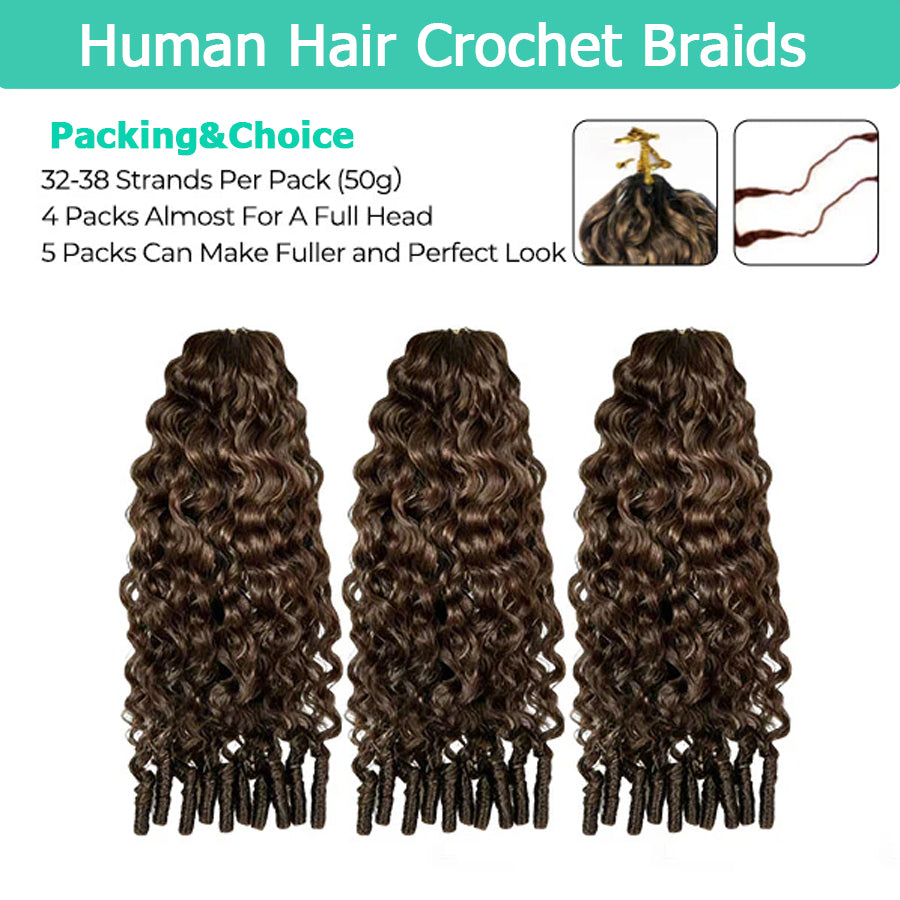 #4 Chocolate Brown Reusable Burmese Curly Knotless Crochet Human Hair For Black Women Miracle Knots