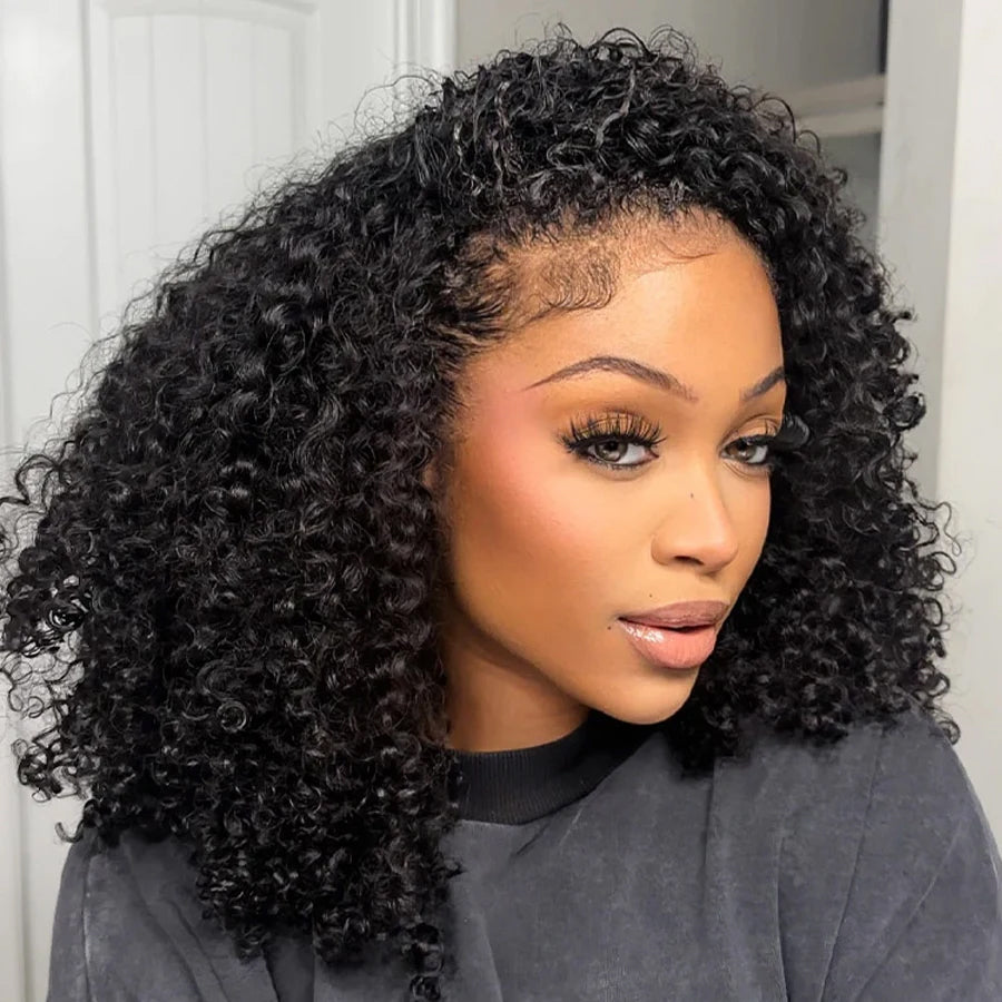 3-in-1 Flip Over Curly Half Wig | Glueless Human Hair | 180% & 250% Density