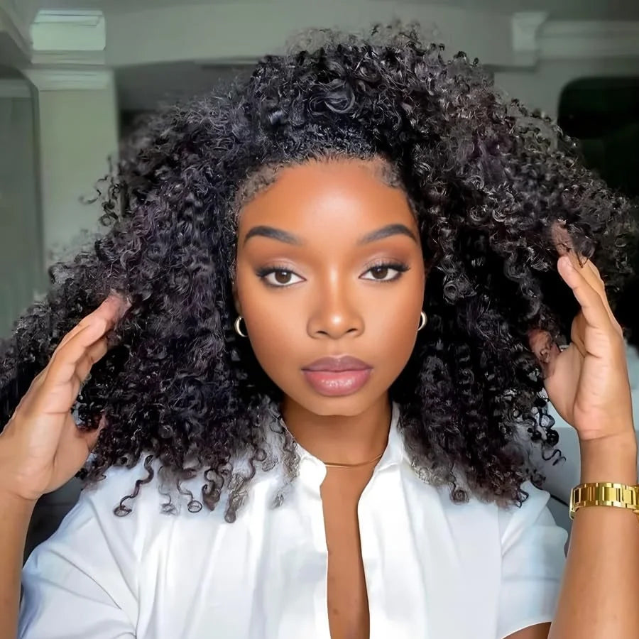 3-in-1 Flip Over Curly Half Wig | Glueless Human Hair | 180% & 250% Density