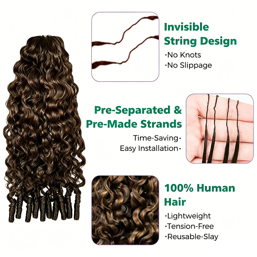#4 Chocolate Brown Reusable Burmese Curly Knotless Crochet Human Hair For Black Women Miracle Knots