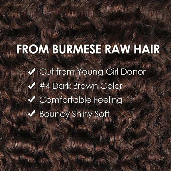 #4 Chocolate Brown Reusable Burmese Curly Knotless Crochet Human Hair For Black Women Miracle Knots