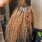 #27 Honey Blonde Burmese Curly Crochet Human Hair | Knotless Miracle Knots | Reusable Protective Style