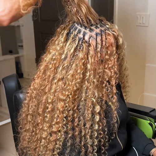#27 Honey Blonde Burmese Curly Crochet Human Hair | Knotless Miracle Knots | Reusable Protective Style