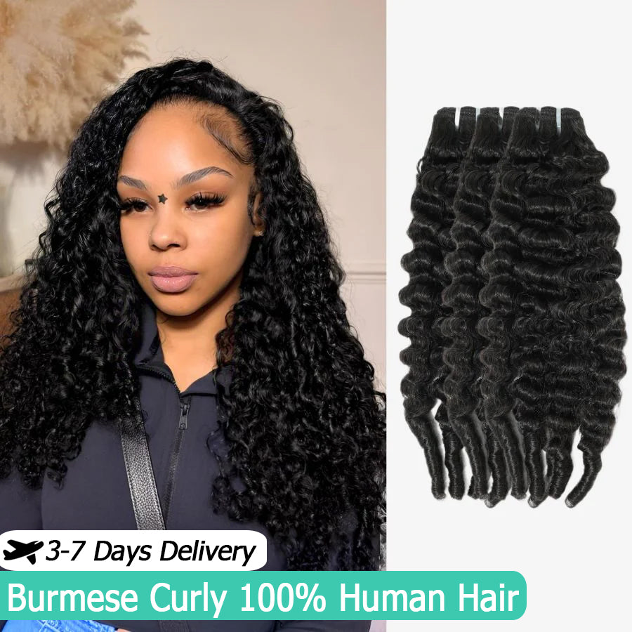 Burmese Curly Hair Bundles | 100% Human Hair Extensions