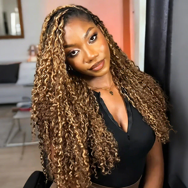 4/27 Honey Blonde Burmese Curly Crochet Human Hair | Knotless Miracle Knots | Reusable