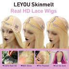 613 Blonde Skinmelt Real HD Lace 13x6 Full Frontal Wigs Body Wave