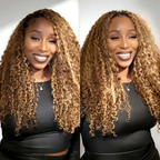 4/27 Honey Blonde Burmese Curly Crochet Human Hair | Knotless Miracle Knots | Reusable