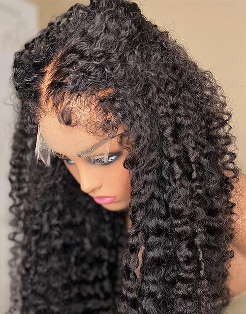Pre-Plucked Kinky Edges Glueless 5x5 6x6 Curly HD Lace Closure Wig