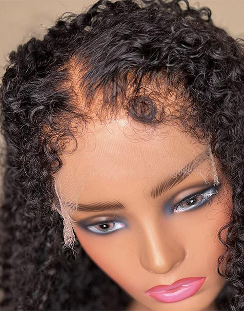 Pre-Plucked Kinky Edges Glueless 5x5 6x6 Curly HD Lace Closure Wig