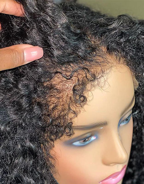 Pre-Plucked Kinky Edges Glueless 5x5 6x6 Curly HD Lace Closure Wig