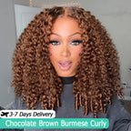 Chocolate Brown Burmese Curly HD Lace Wig | 5x5 & 6x6 Glueless Wear & Go Wig