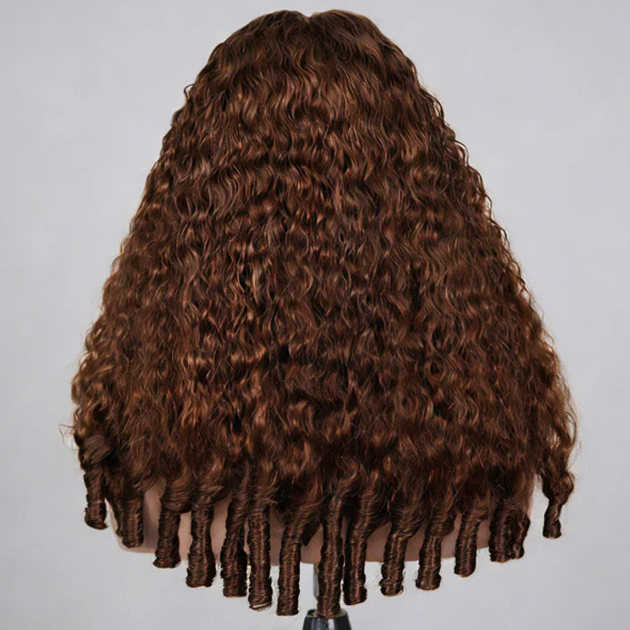 Chocolate Brown Burmese Curly HD Lace Wig | 5x5 & 6x6 Glueless Wear & Go Wig