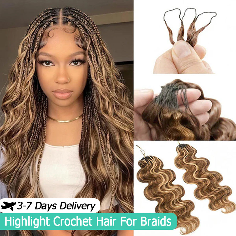 4/27 Highlight Body Wave Crochet Hair | Reusable Knotless Miracle Knots