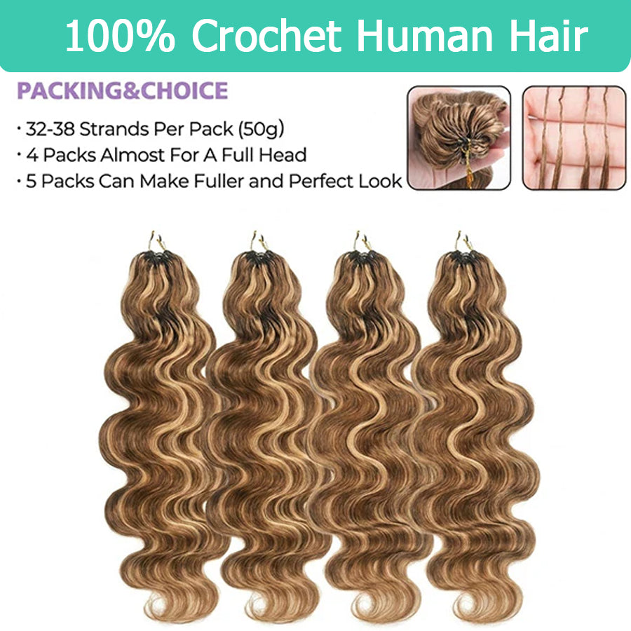 4/27 Highlight Body Wave Crochet Hair | Reusable Knotless Miracle Knots
