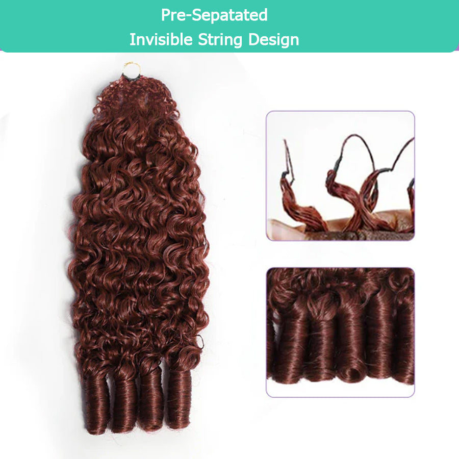 Breathable Reddish Brown Burmese Curly Crochet Human Hair Seamless Blend For Daily Wear