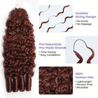 Breathable Reddish Brown Burmese Curly Crochet Human Hair Seamless Blend For Daily Wear