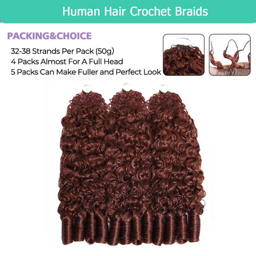 Breathable Reddish Brown Burmese Curly Crochet Human Hair Seamless Blend For Daily Wear