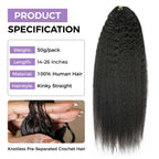 Kinky Straight Crochet Hair | 100% Human Hair | Knotless Miracle Knots