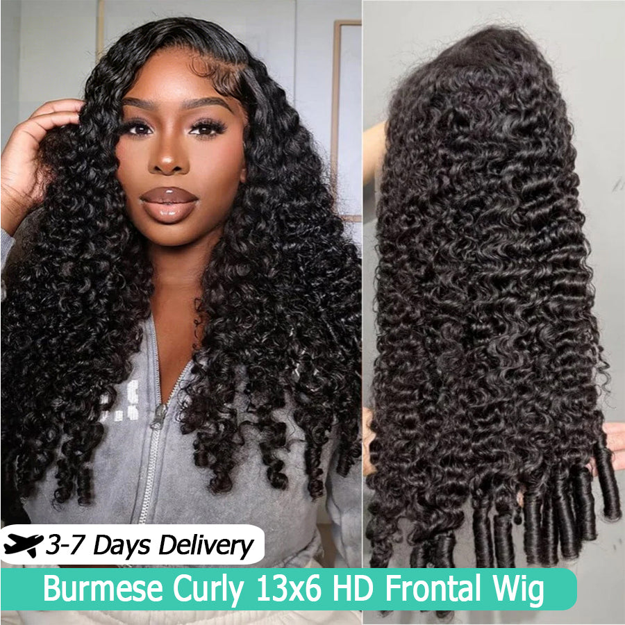 3-in-1 Flip Over Burmese Curly Half Wig | Glueless Human Hair